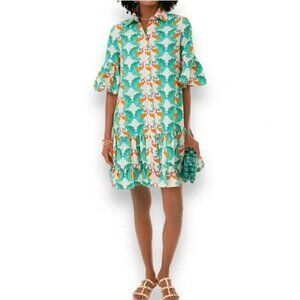 LA DoubleJ Tuckernuck Choux Dress in Rare Kissers Sz MEDIUM Peacocks